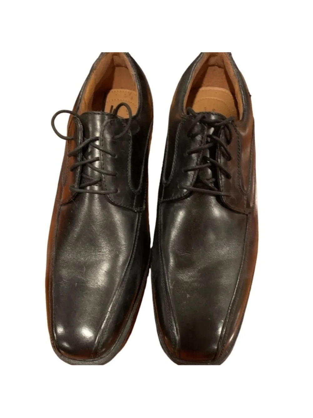 EUC G.H. Bass Mens black leather square toe shoes size 12wide